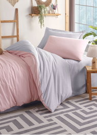 L'essentiel linge de maison Juego de funda de edredón individual Polvo y Gris
